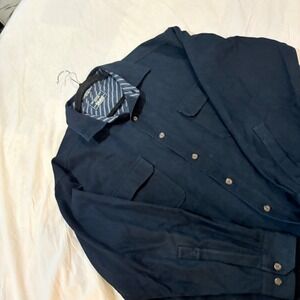 Levi Strauss Co Mens XXL Blue Cotton Lined ButtonUp Utility Shirt Jacket Pockets